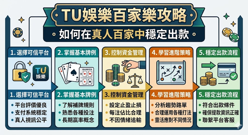 這篇 TU娛樂百家樂攻略 將帶領玩家深入了解如何在 真人百家 遊戲中提高勝率並確保 穩定出款。我們將解析專業玩家必備的看路技巧、資金控管心法,以及如何選擇最公平的 TU娛樂 遊戲桌台。除了掌握核心打法,本文更強調風險管理與正確的心理素質,幫助你避開常見的代操陷阱,真正實現長效獲利與安全提領。想要在博弈市場中立於不敗之地,這份針對 真人百家樂 的全方位實戰教學是你不可錯過的進階手冊,現在就開始優化你的投注策略!